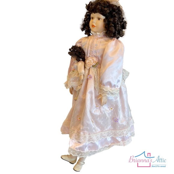 Vintyage Porcelain Doll with Baby Doll 31in - Picture 2 of 10